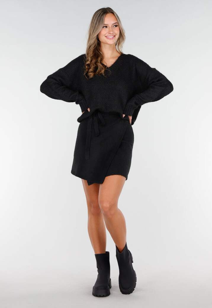 Zwarte Enkellaarsjes met Chunky Zool en Ritsdetail