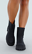 Zwarte Enkellaarsjes met Chunky Zool en Ritsdetail