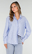 Blauw-Wit Gestreepte Blouse met Strass Steentjes