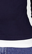 Donkerblauwe Longsleeve Top met Witte Boorden aan Hals en Mouwen