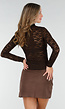 Kanten Bruine Top met Stretch en Colkraag