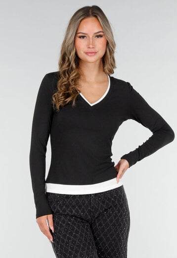 Zwarte Longsleeve met V-Hals