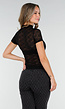 Zwarte Gehaakte Stretch Top met Col en Korte Mouwen