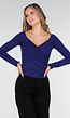 Navy Stretch Top met Ruches en Overslaghals