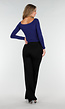 Navy Stretch Top met Ruches en Overslaghals