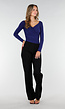 Navy Stretch Top met Ruches en Overslaghals