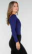 Navy Stretch Top met Ruches en Overslaghals