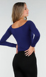 Navy Stretch Top met Ruches en Overslaghals