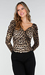 Luipaard Stretch Top met Overslag en Plooien