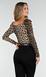 Luipaard Stretch Top met Overslag en Plooien
