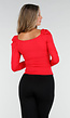 Rode Stretch Top met Overslag en Plooien