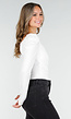 Witte Stretch Top met Overslag en Plooien
