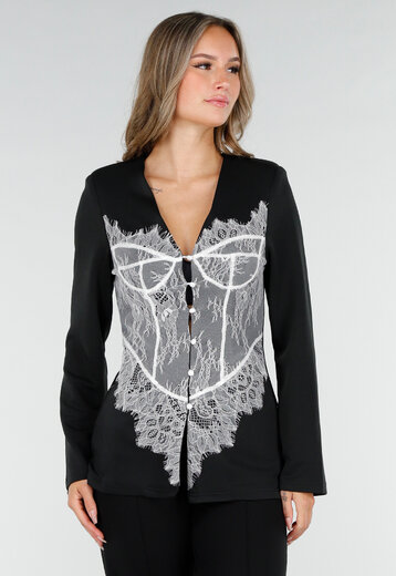 Zwarte Korsetlook Blazer