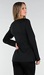 Zwarte Blazer met Lange Mouwen en Wit Kant Detail