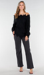 Zwarte Off-Shoulder Trui met Franje Detail