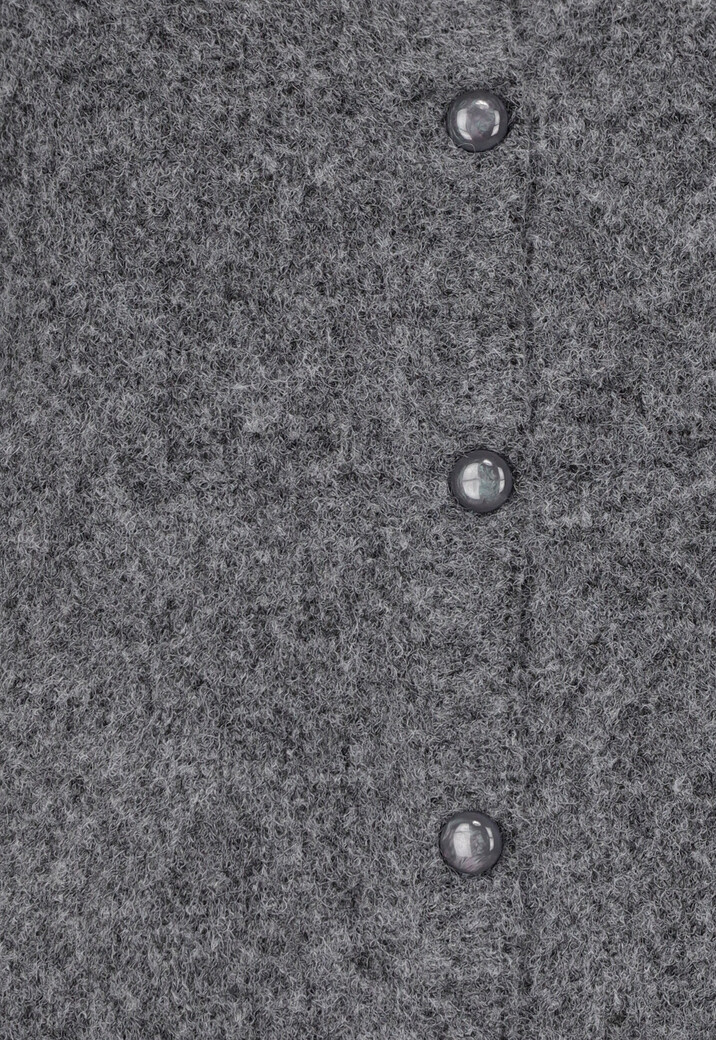 Grijs Gebreid Vest met Lange Mouwen en Knoopsluiting