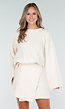 Beige Oversized Stretch Kabeltrui