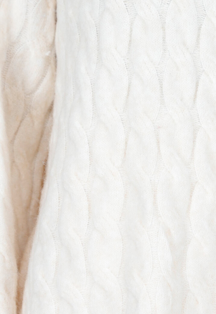 Beige Kabel Gebreide Trui met Lange Mouwen