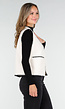 Wit Teddy Gilet met Zwarte Randen en Knoopsluiting