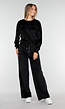 Zwart Velours Huispak met Lange Mouwen en Wijde Broek