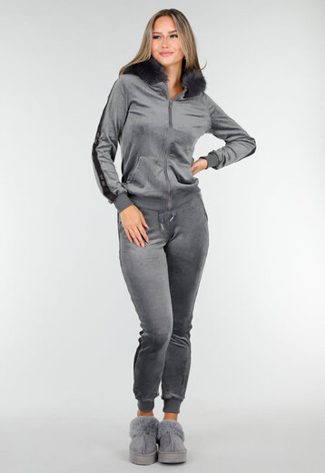 Grijs Huispak met Nepbont Capuchon