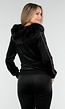 Zwart Velours Joggingpak met Capuchon en Nepbont