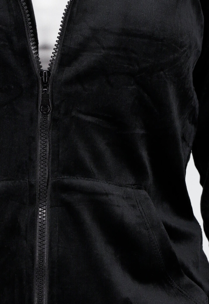 Zwart Velours Joggingpak met Capuchon en Nepbont