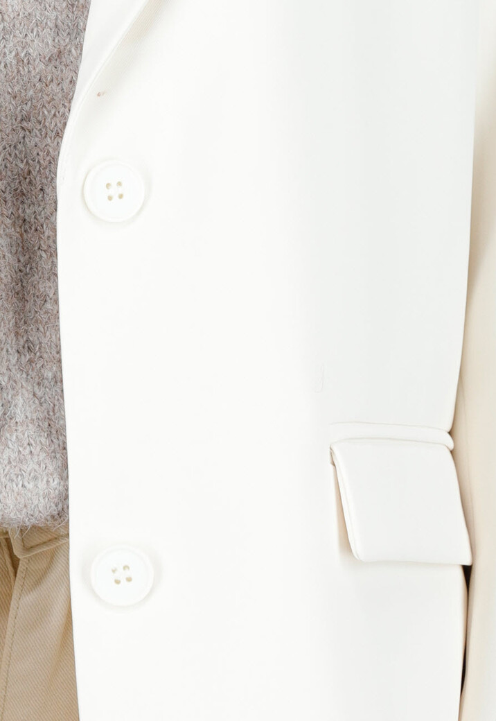 Crèmekleurige Oversized Blazer met Reverskraag en Knopen