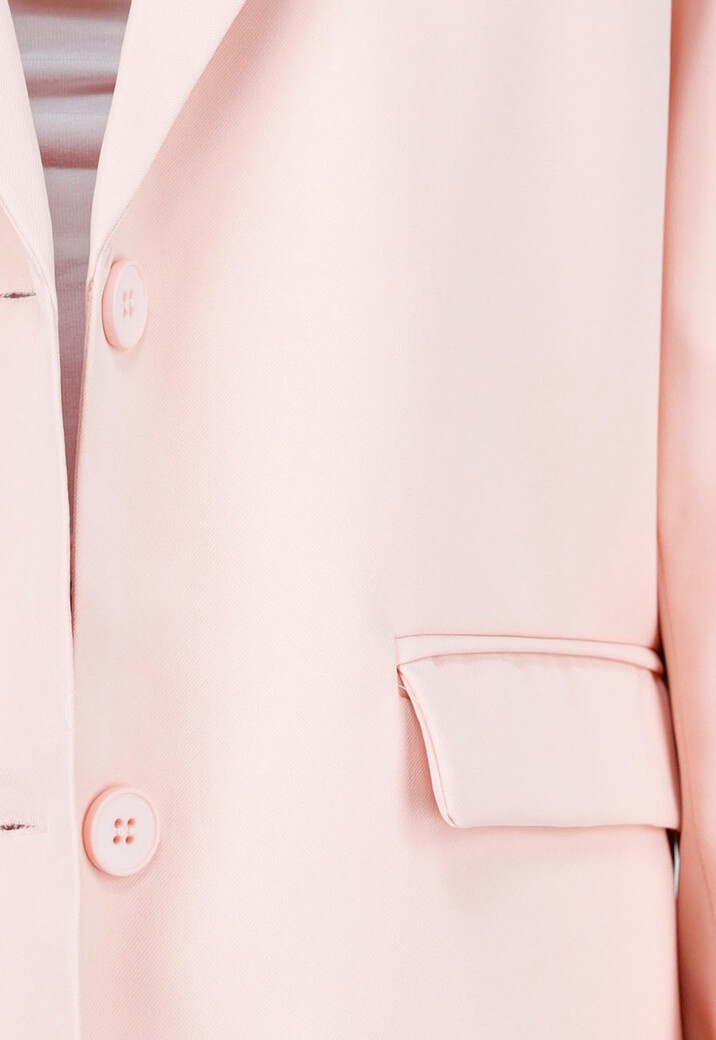 Lichtroze Oversized Blazer met Knoopsluiting en Reverskraag