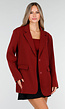Bordeauxrode Oversized Blazer met Knoopsluiting en Reverskraag