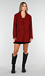 Bordeauxrode Oversized Blazer met Knoopsluiting en Reverskraag
