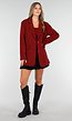 Bordeauxrode Oversized Blazer met Knoopsluiting en Reverskraag
