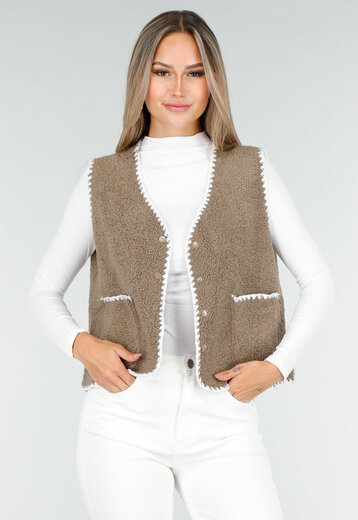 Teddy Gilet met Witte Bies