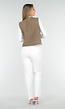 Bruin Teddy Gilet met Witte Randen en Knoopsluiting