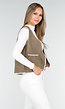 Bruin Teddy Gilet met Witte Randen en Knoopsluiting
