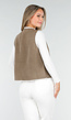 Bruin Teddy Gilet met Witte Randen en Knoopsluiting