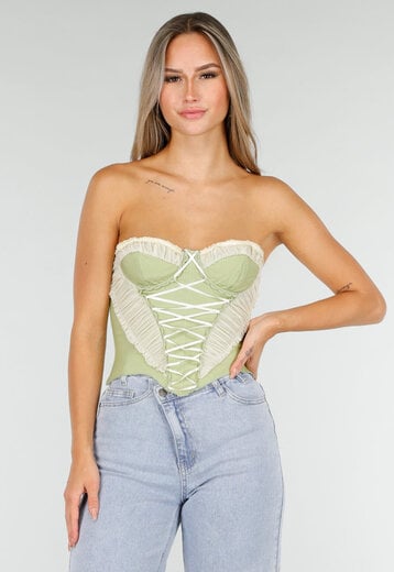 Groen Strapless Korset