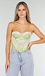 Groen Strapless Korset met Satijnen Veters