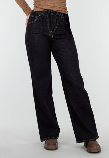Donkere Stretch Jeans met Strikkoord