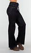 Donkerblauwe Wide Leg Jeans met Elastische Taille en Strikkoord