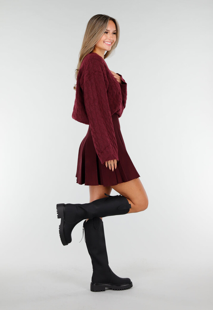 Zwarte Kniehoge Laarzen met Grove Zool en Rits