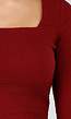 Bordeauxrode Stretch Top met Vierkante Halslijn