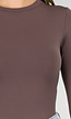 Bruine String Bodysuit met Lange Mouwen en Stretch