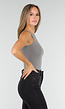 Grijze Stretch Bodysuit met Hoge Hals en String Achterkant