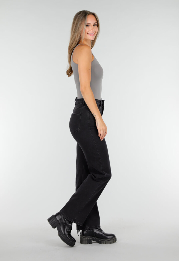 Grijze Stretch Bodysuit met Hoge Hals en String Achterkant