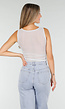 Lichtblauwe Mesh Crop Top met Rimpeldetail en Stretch
