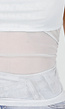 Lichtblauwe Mesh Crop Top met Rimpeldetail en Stretch