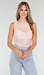 Roze Mesh Crop Top met Rimpeldetail en Stretch