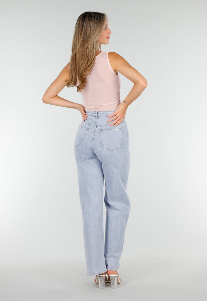 Roze Mesh Crop Top met Rimpeldetail en Stretch