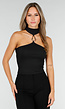 Zwarte Stretch Haltertop